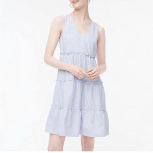 J. Crew Factory Striped Seersucker ruffle mini dress